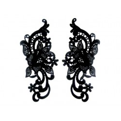 Gipiura Jasmine motif pair BLACK